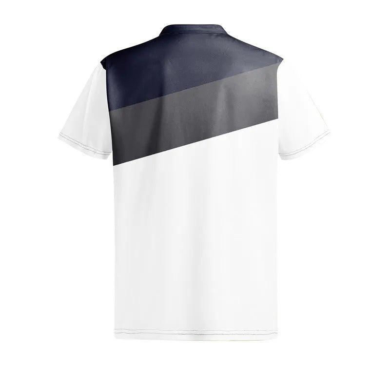 Men's loose fit grey t-shirt with a colourful 3D digital printed pattern and short sleeves.