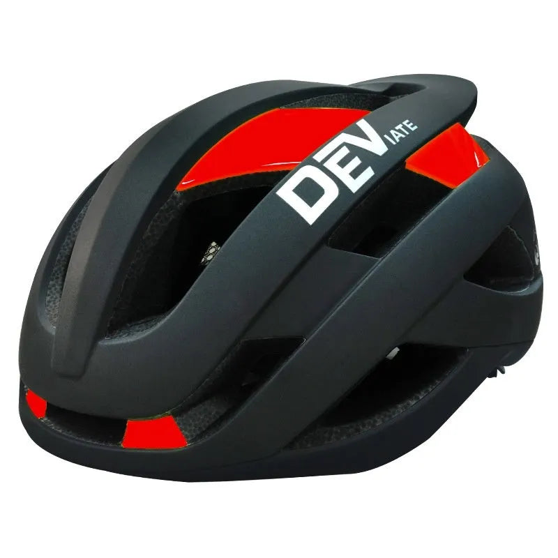 Unisex adult bicycle helmet in matte black and blue colour, with adjustable dial and EPS PC construction