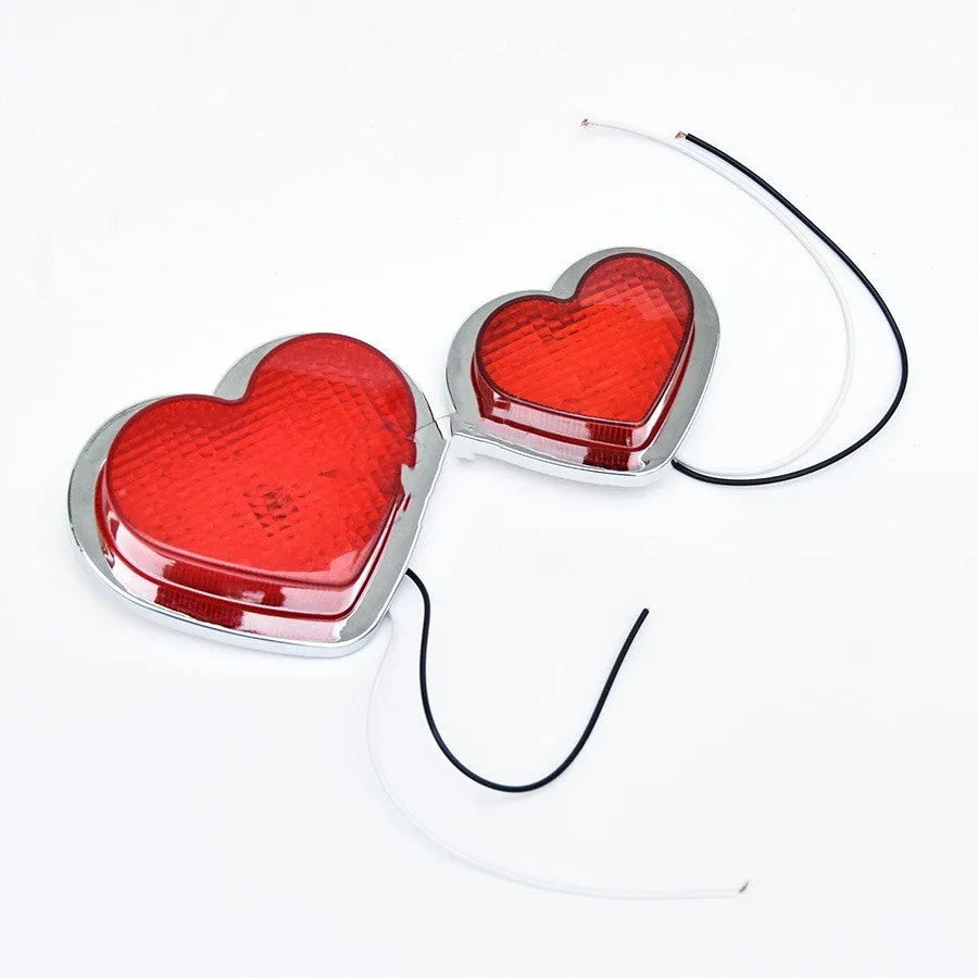12V heart-shaped automotive LED sidelight for car modification in red, pink, black, orange, or purple.