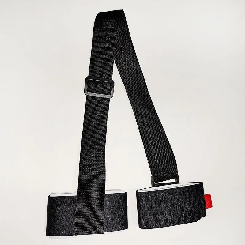Adjustable skiing bandage shoulder strap with hook-and-loop fastening for double ski boards
