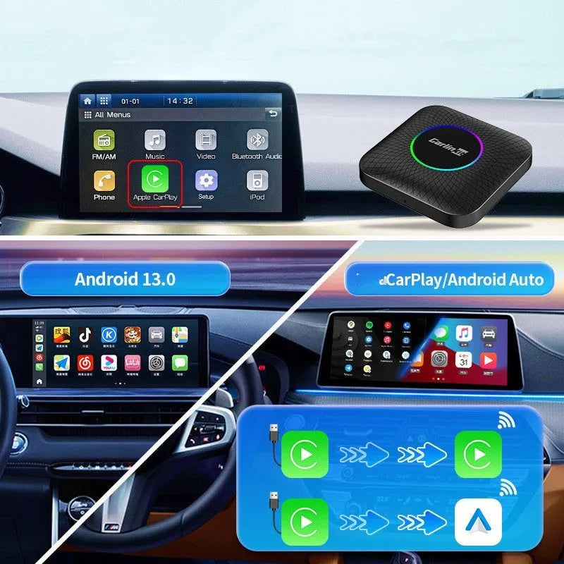 Original Car Wired to Wireless CarPlay adapter ABS PC 78.6x78.6x18.5mm Android 13.0
