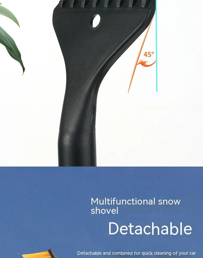 Winter car snow scraping brush with long handle and telescopic model in blue