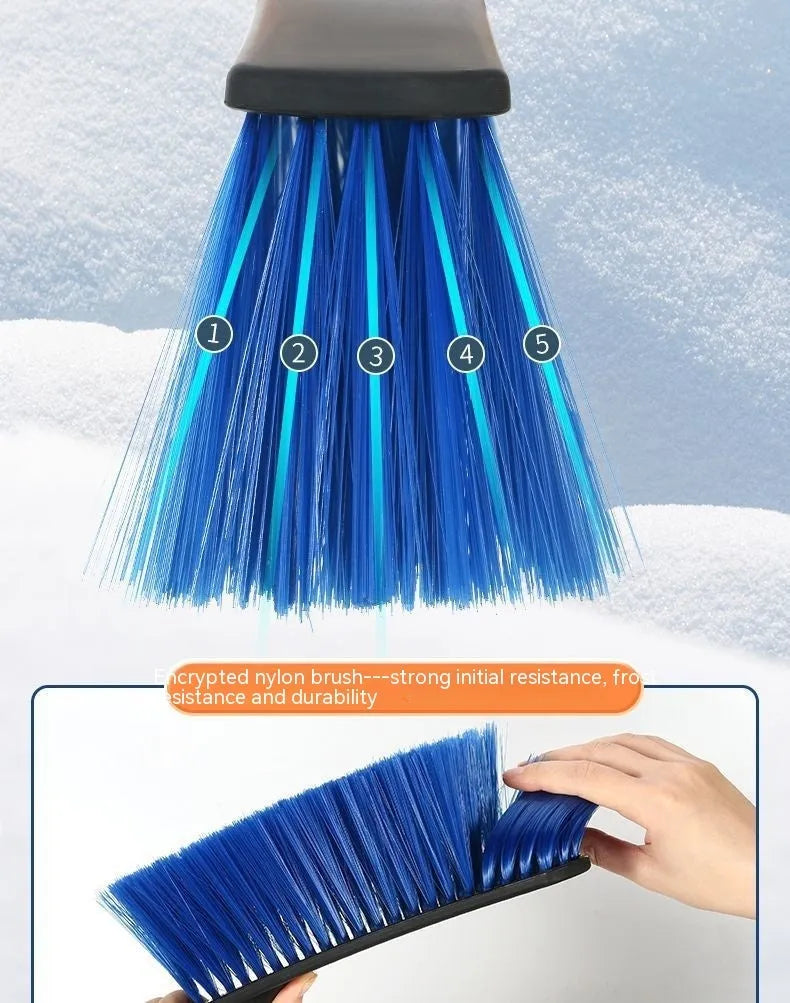 Winter car snow scraping brush with long handle and telescopic model in blue