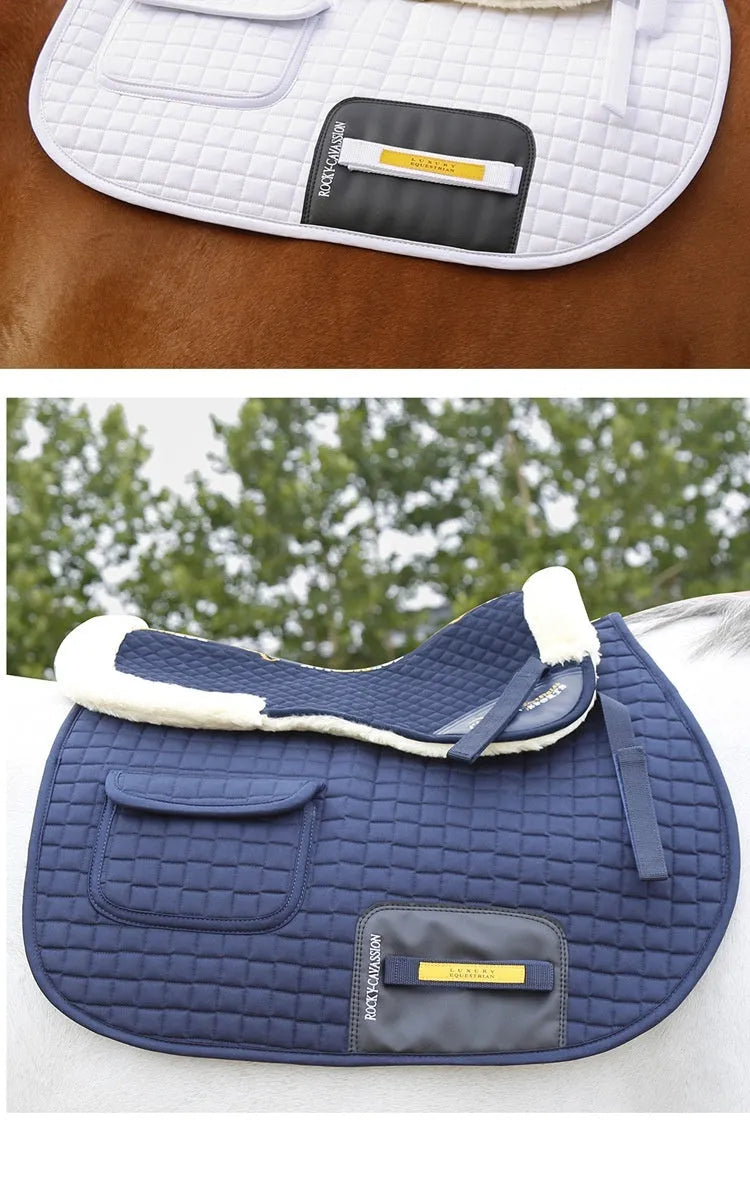 Riding saddle pad with shock absorption for waist protection during equestrian and cycling activities