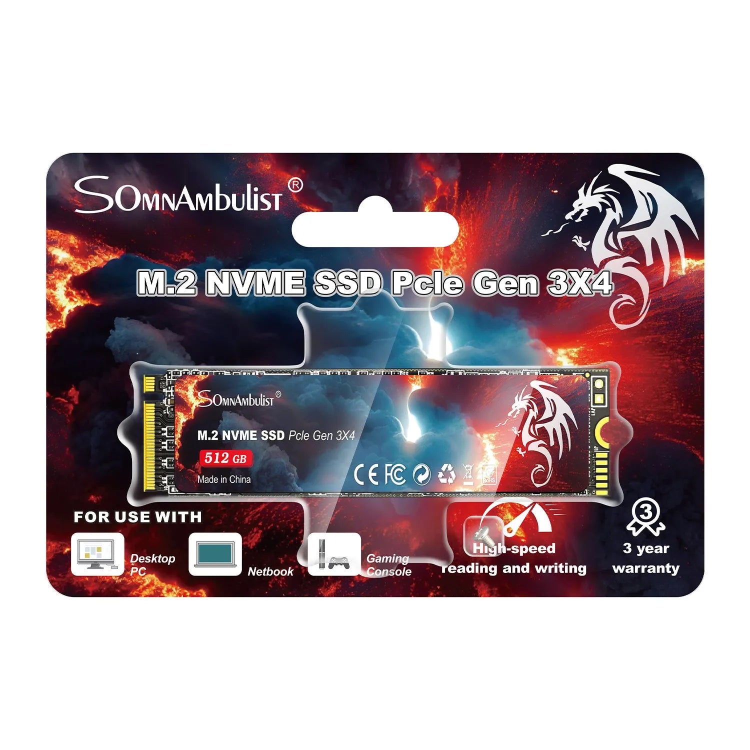 M.2 solid state drive for desktop computers with PCIe 3.0 interface and 80mm by 22mm dimensions