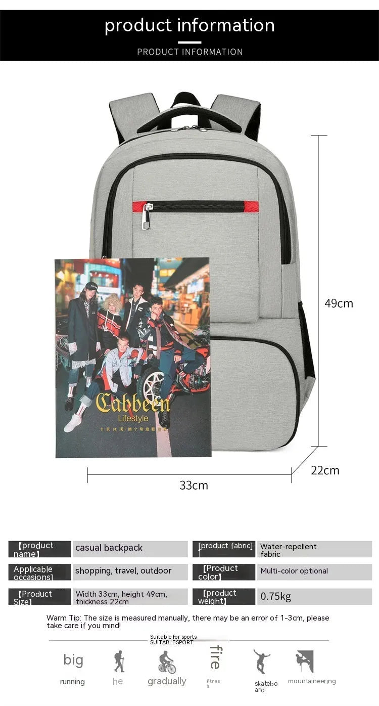 Light grey Oxford cloth insulated backpack with curved shoulder straps and front organisation compartments.