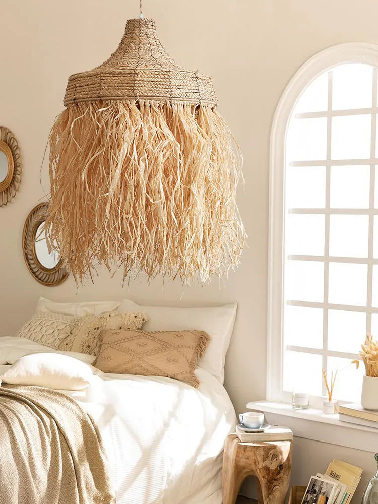 50cm diameter retro southeast Asian style pendant light woven from wild vetch and willow