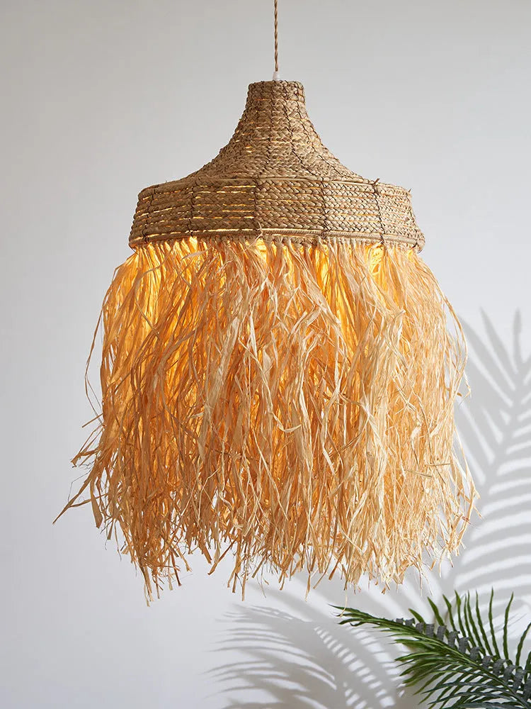 50cm diameter retro southeast Asian style pendant light woven from wild vetch and willow