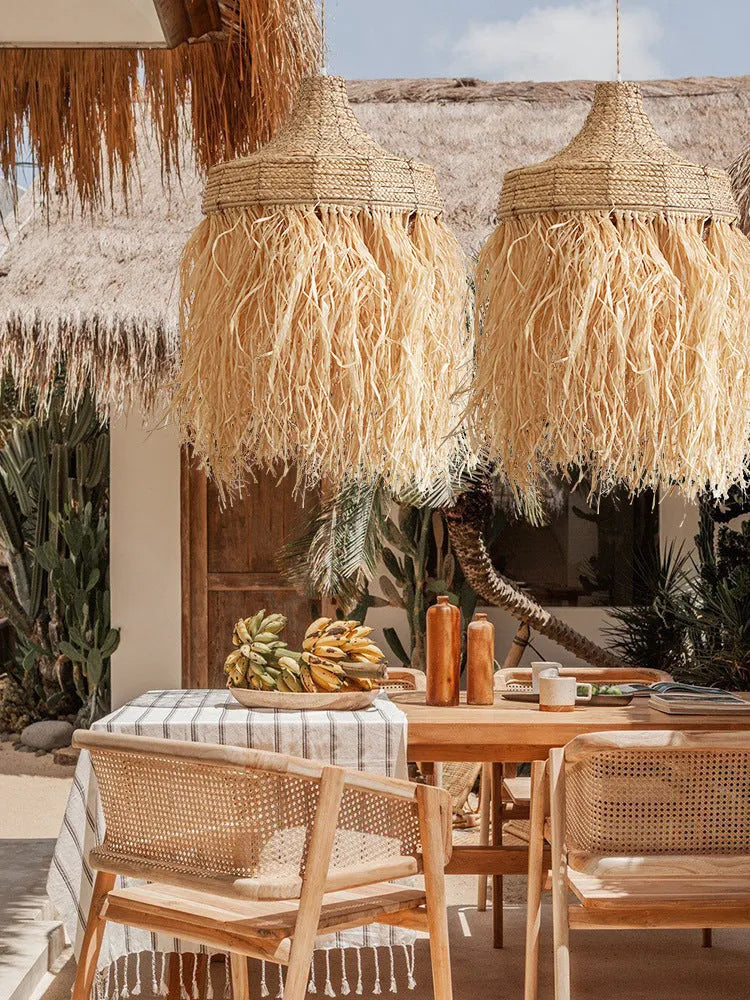 50cm diameter retro southeast Asian style pendant light woven from wild vetch and willow