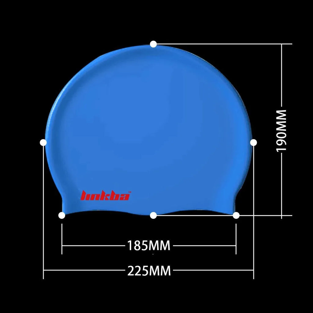 Silicone swimming cap with waterproof earmuffs and letter pattern design in multiple colour options