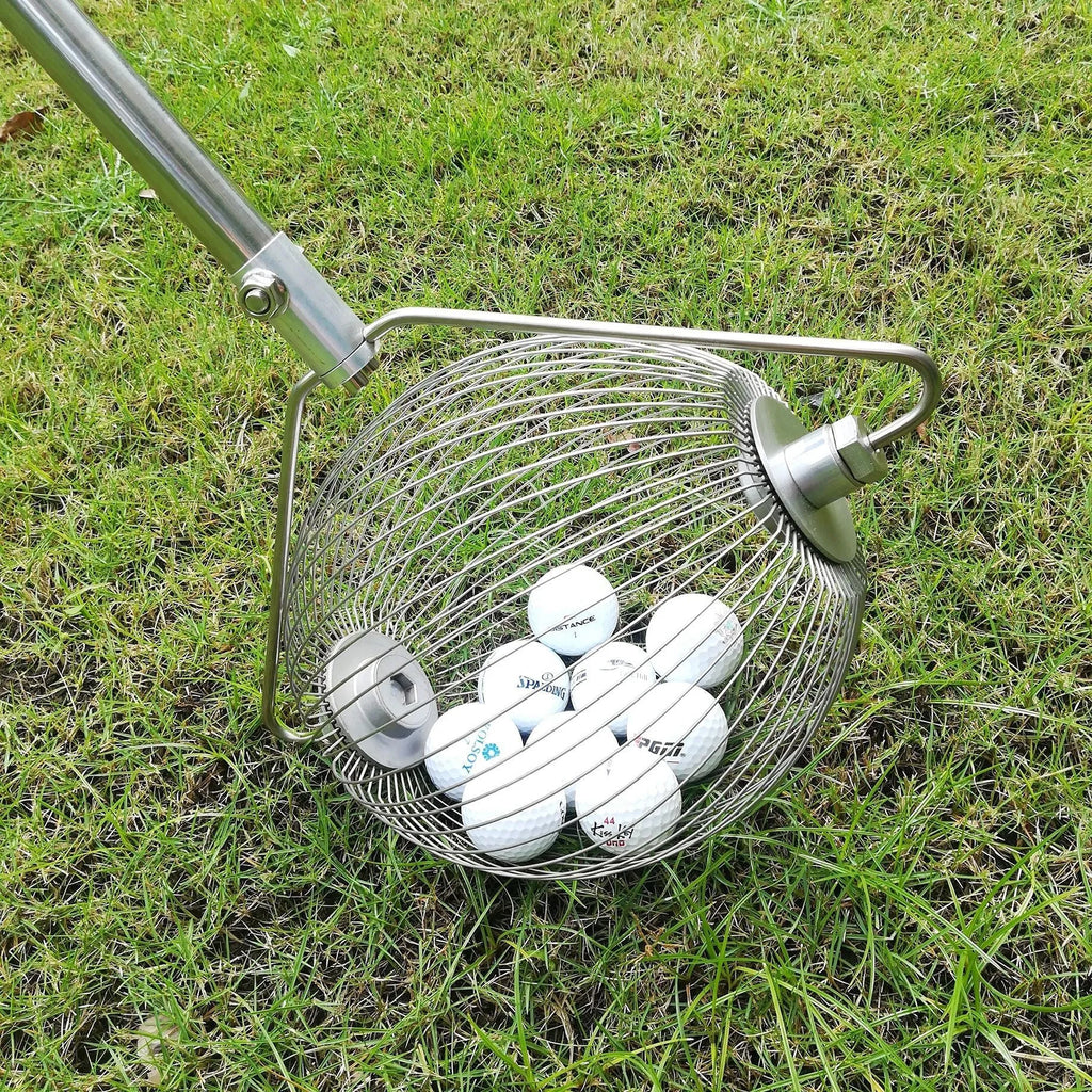 Metallic coloured stainless steel golf ball picker for retrieving balls
