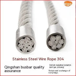304 stainless steel security cable showing double twist construction and multiple diameter options