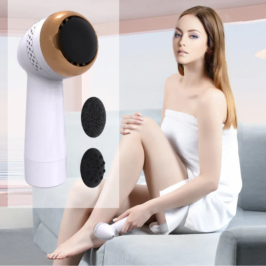Electric vacuum foot grinder with quartz grinding head in gold finish