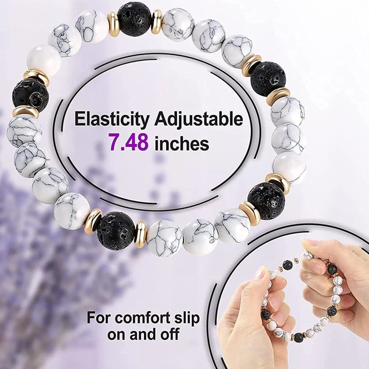 Alloy volcano white turquoise natural stone bracelet with adjustable cord on neutral background