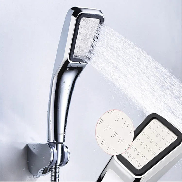 Orange hand-held pressurized shower head set for normal temperature water systems