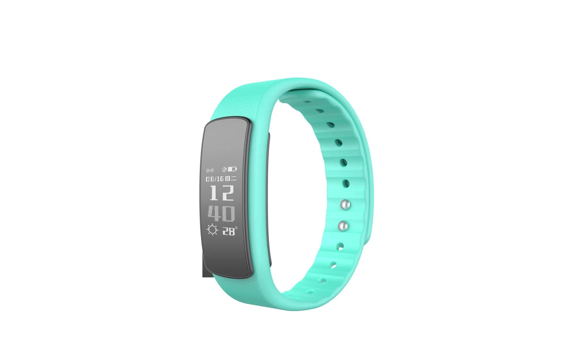 I6 smart sports bracelet with black TPU wristband and 0.96-inch colour touchscreen display