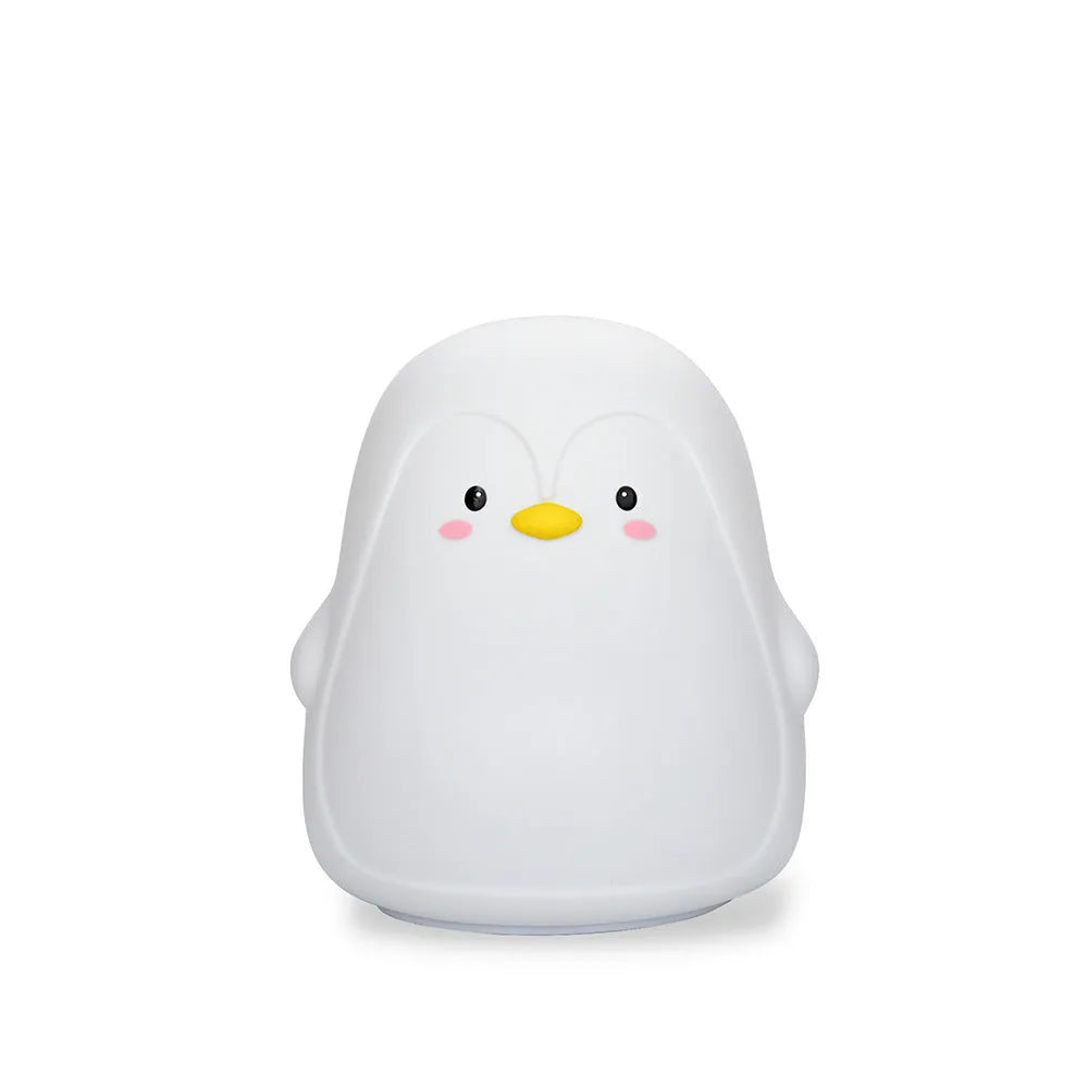 Penguin night light in white with silicone body and USB cable, 118x110x132mm