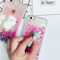 Cat-themed phone case with glitter design for iPhone models 6 through X