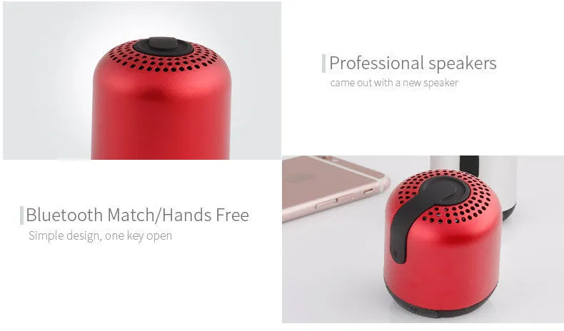 Hieha XQ11 cylindrical portable Bluetooth speaker in black, gold, pink, red, or silver colour.