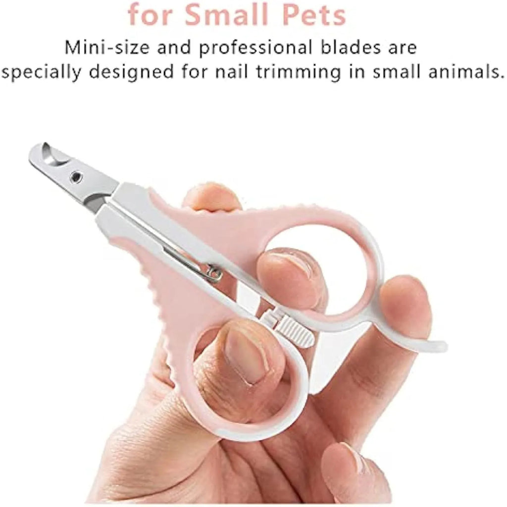 Grey cat nail clippers with safety guard and angled stainless steel blade