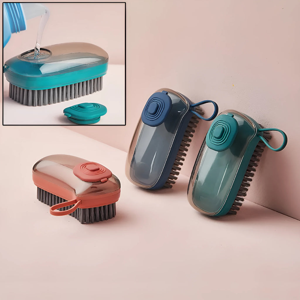 Multifunctional automatic liquid cleaning brush with ergonomic grip, 12.5cm ABS, available in blue, green, and red
