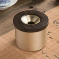 Solid brass copper ashtray with a wooden lid in retro style for home use
