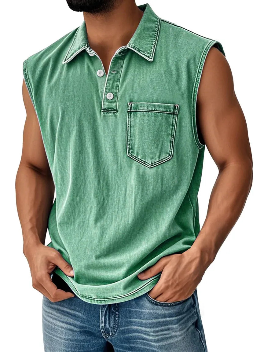 3D digital printed men's button polo shirt short sleeve loose fit polyester fibre leisure top
