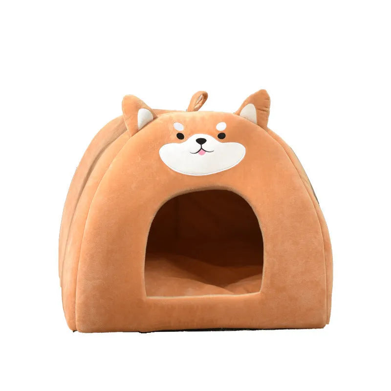 Soft cloth warm pet bed for cats, machine washable, available in S M L sizes