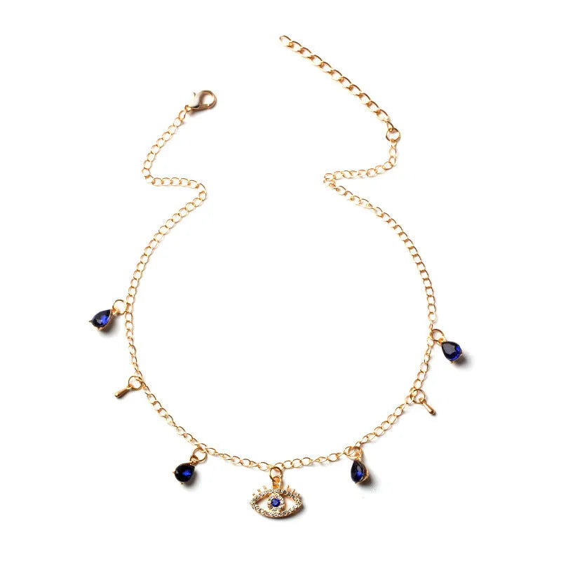 Gold plated Devil's Crystal necklace on alloy chain with electroplating finish, adjustable from 21-50cm
