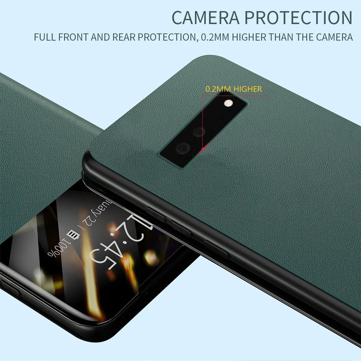 Card flip protective case for Google Pixel 6 in solid black colour, showing the PU leather front cover with card slots and the hard PC back shell