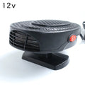 Black 12V car heating fan 7x16cm 150W with cigarette lighter plug on dashboard