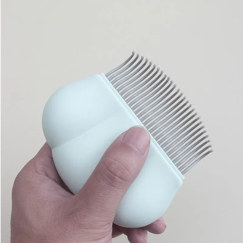 Paw Soft deshedding grooming brush for cats and dogs in blue, pink, or white