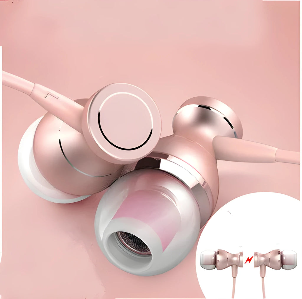 In-ear subwoofer universal headphones with black silicone ear tips and TPE cable