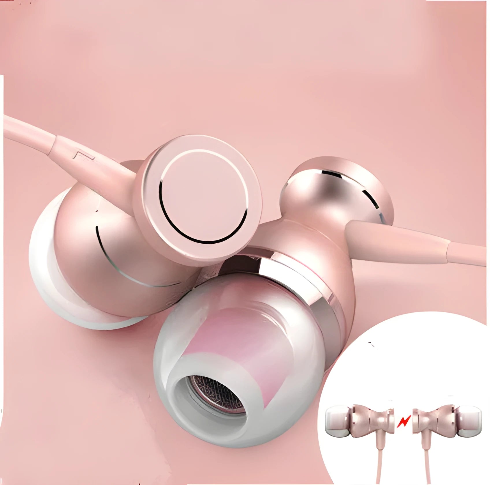 In-ear subwoofer universal headphones with black silicone ear tips and TPE cable