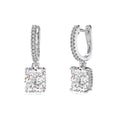 S925 fine silver lock stud earrings with geometric quadrilateral shape and electroplated finish in silver-white colour