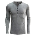 European and American men's long sleeve cotton blend t-shirt in solid colour, pullover style, available in sizes S to XXL