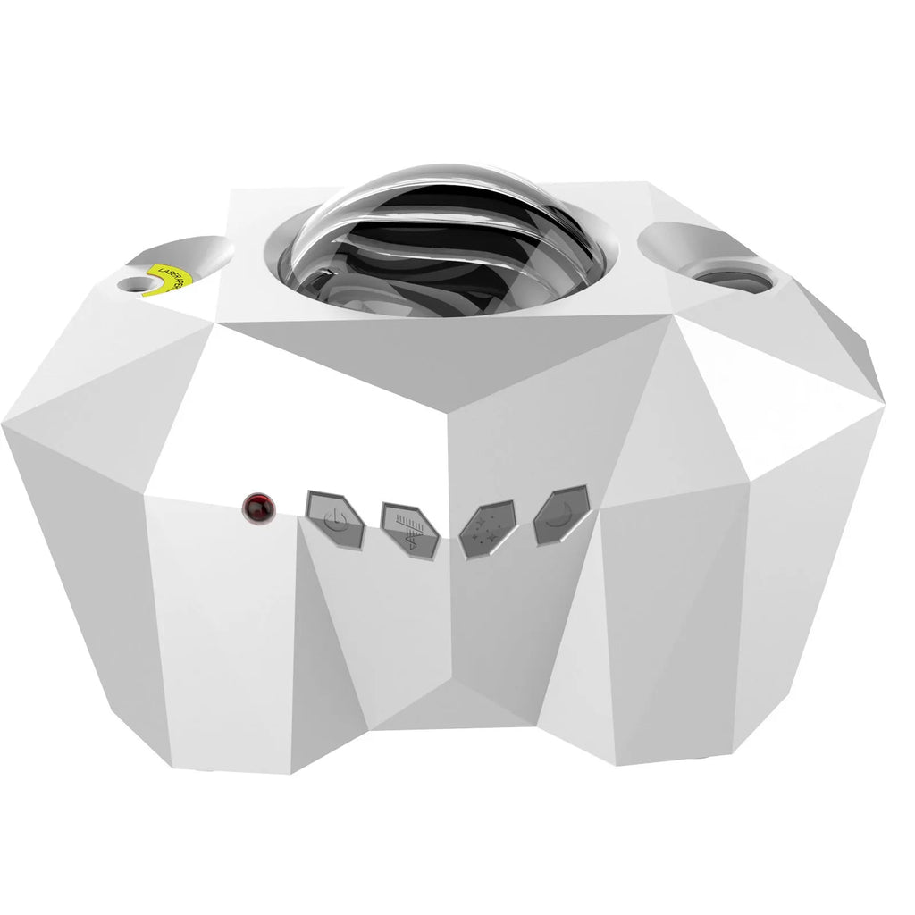 USB Bluetooth music star projector lamp with remote control, showing water pattern and green laser projection in a dark room