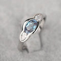 Women's geometric ellipse zircon ring with white gold plating on copper