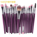 Cosmetic brush kit with nylon bristles and plastic handle, 14cm total length, available in black and gold colour option