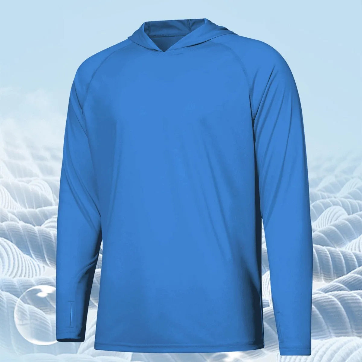 Outdoor UV-proof fishing long sleeve hooded top in black polyester with sun protection