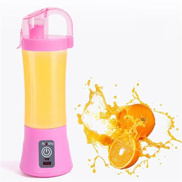 Portable electric fruit juicer handheld smoothie maker USB rechargeable 400ml blue pink green