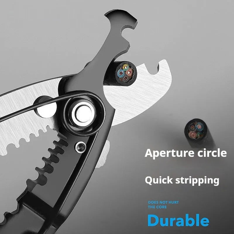 Fully automatic wire stripping pliers with high carbon steel blades for electrical installation