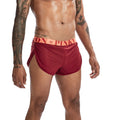 Mesh solid colour breathable men's boxer briefs in black, nylon fabric, mid waist