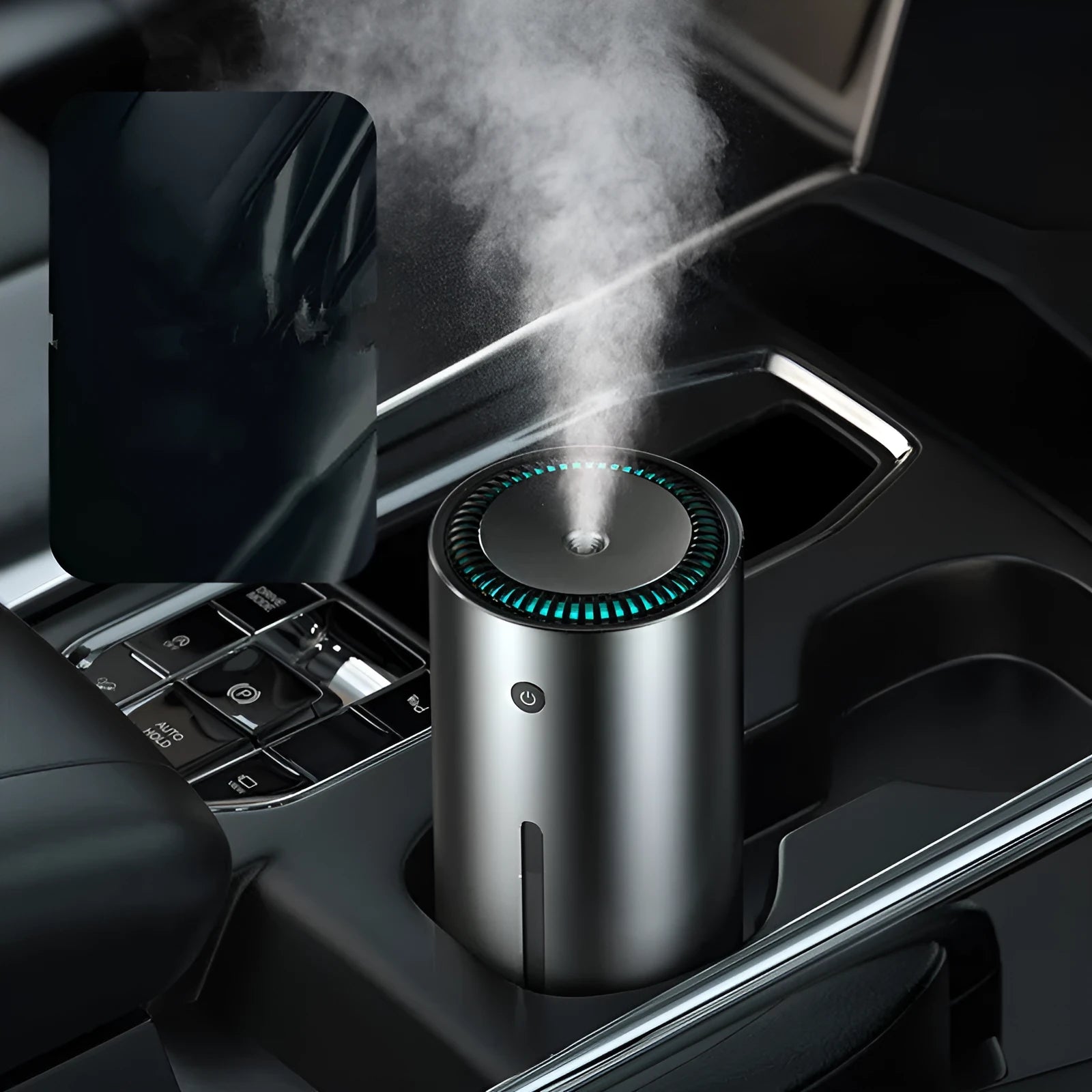 Black aluminium alloy car diffuser humidifier with air purification for vehicle and home use