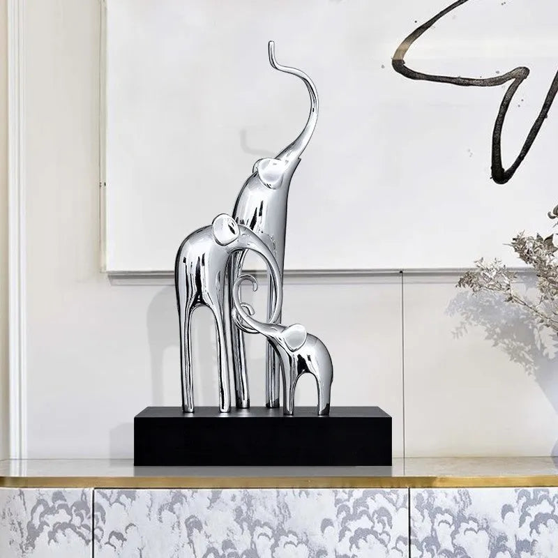 European style fortune elephant ornament made of resin in bright gold finish