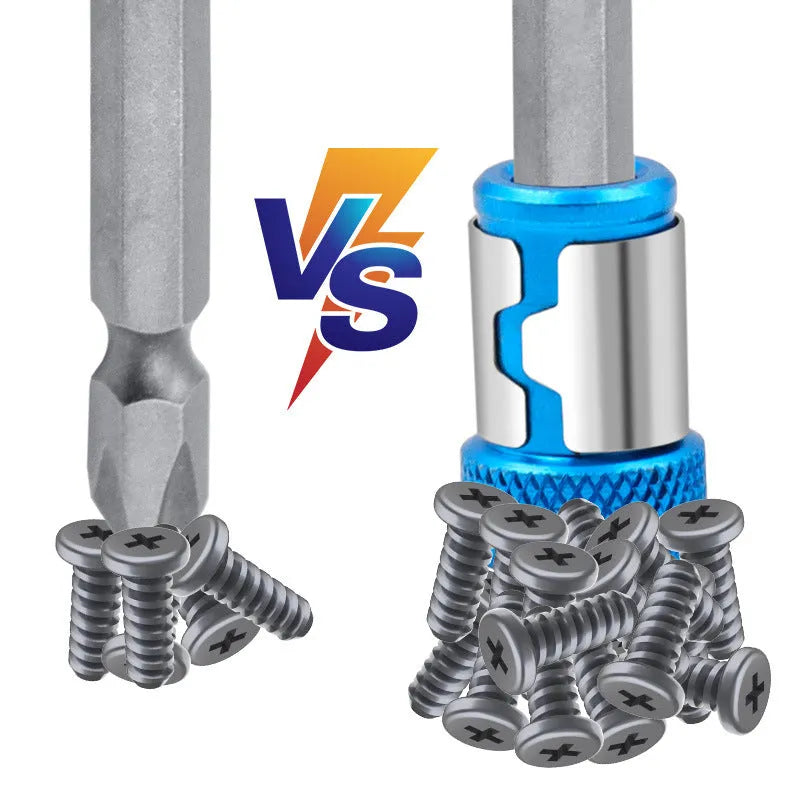 Light blue slotted screwdriver bit with magnetic ring for metric screwdrivers