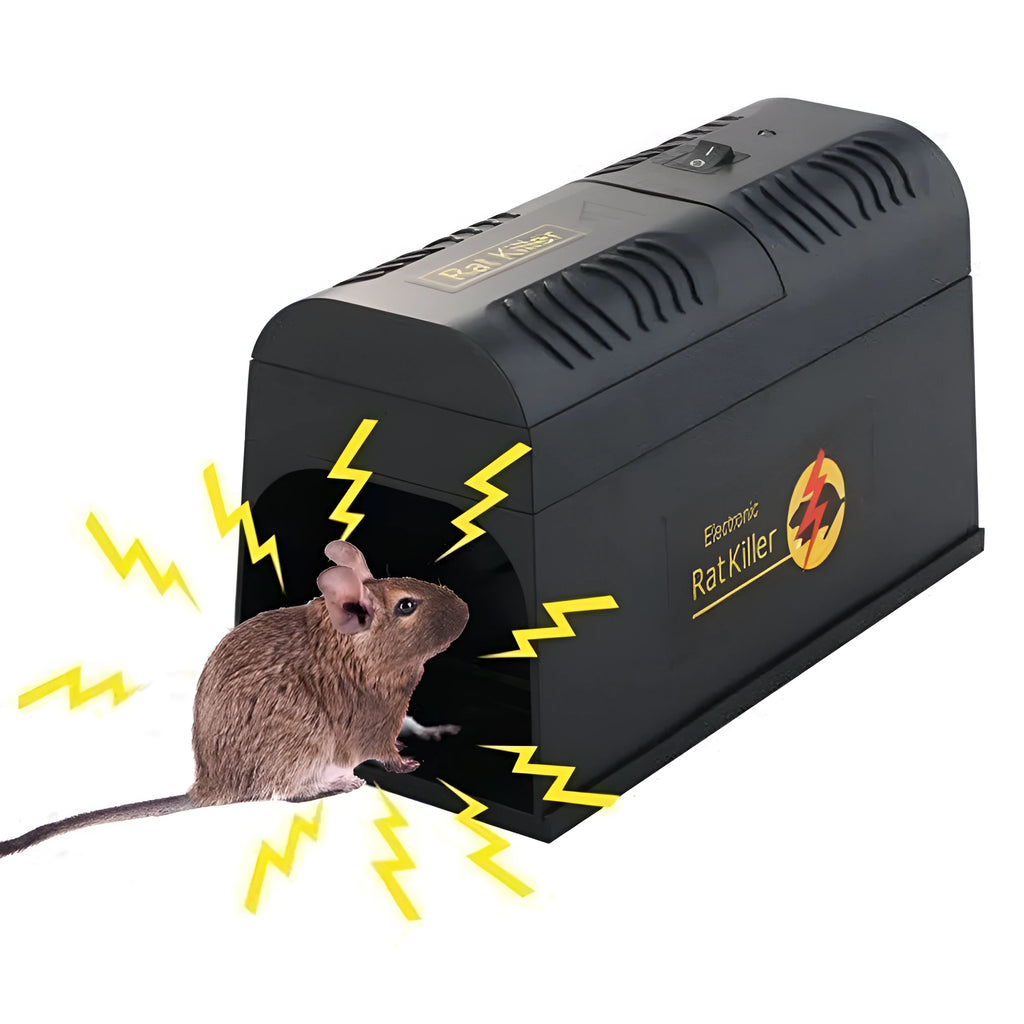 Black high voltage trigger rodent killer electronic pest control device with dimensions 208x115x75mm