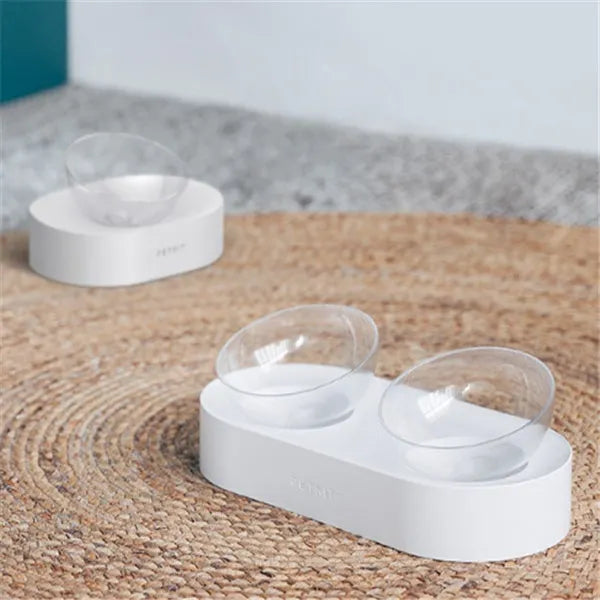 15° adjustable cat bowl set single and double food bowl PC ABS plastic anti-overfill design