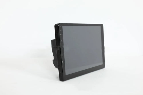 10.1 inch Android car stereo double din head unit with touch screen display and trapezoid panel design
