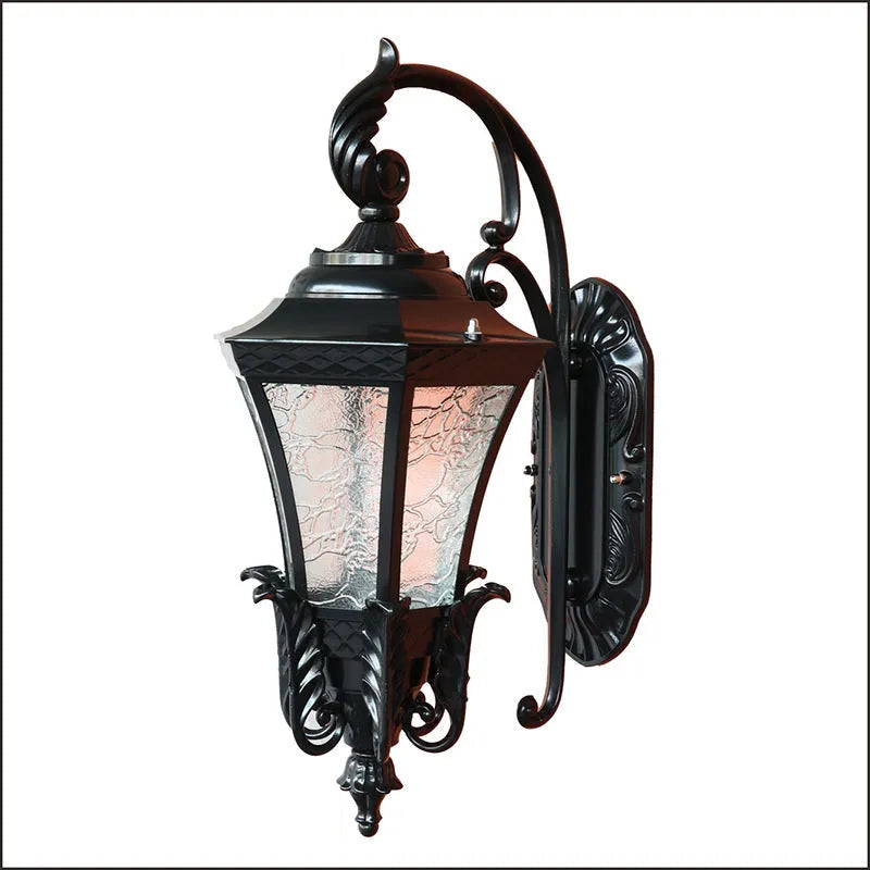 European-style black solar garden lamp with remote control for outdoor courtyard lighting